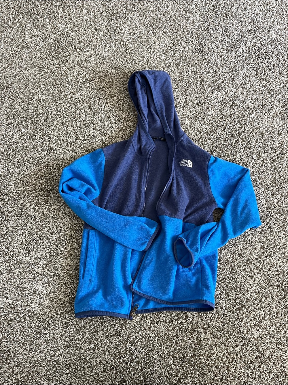 The North Face Two-Tone Navy and Royal Blue Hooded Fleece Boys L 12